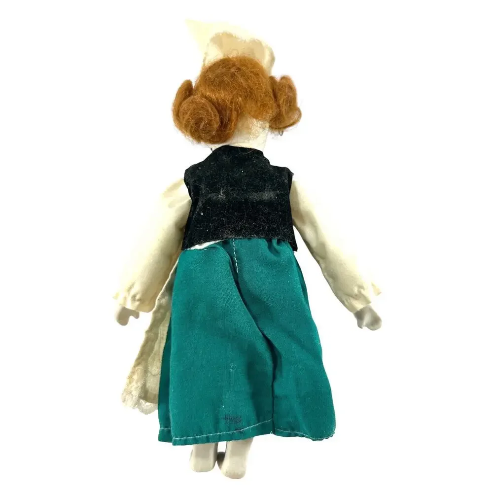 Vintage Scandinavian Folk Doll Norway Sweden Bisque Face Red Hair 9” Costume